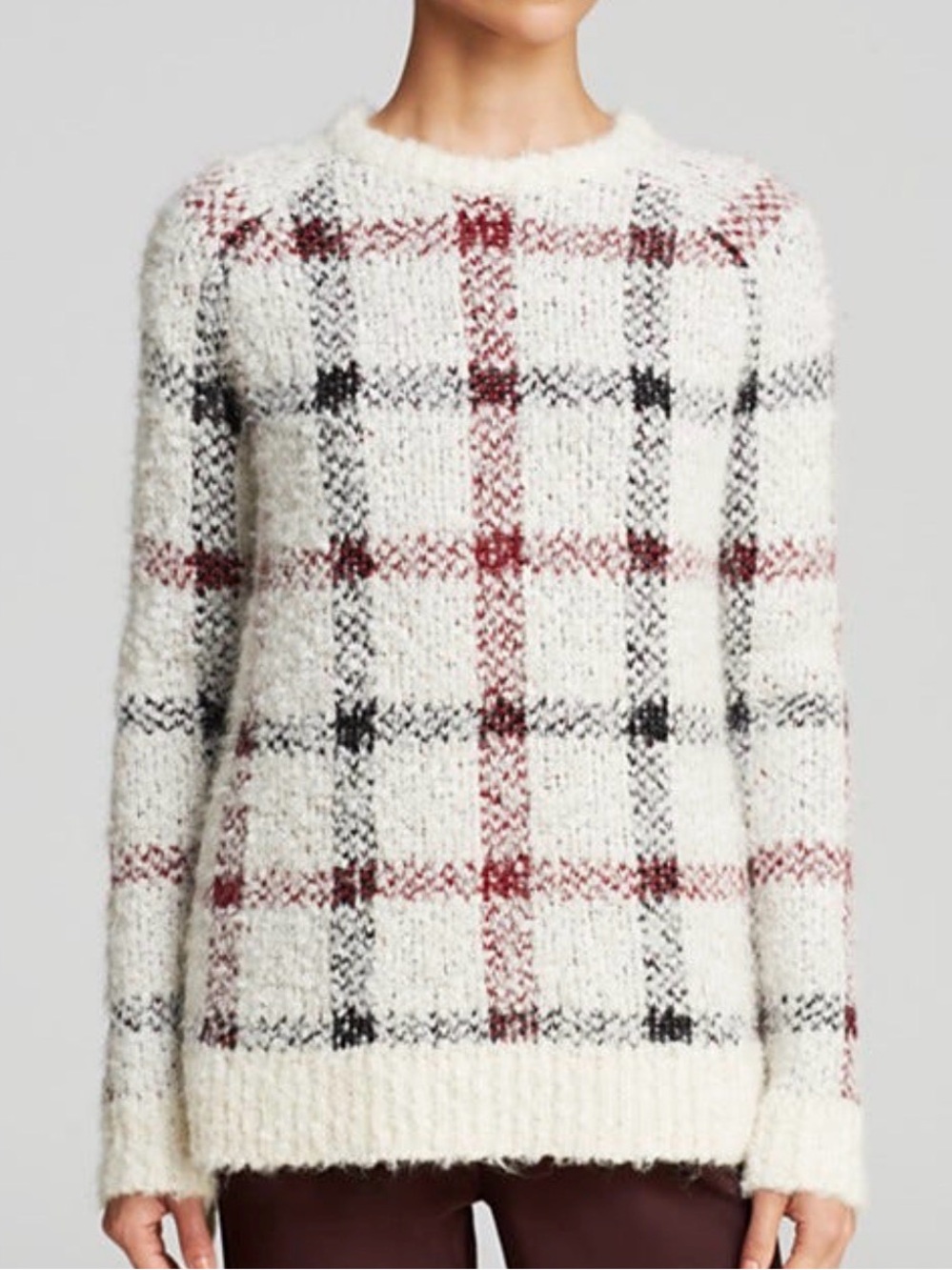 Theory Innis Plaid Loryelle Wool Angora Blend Sweater